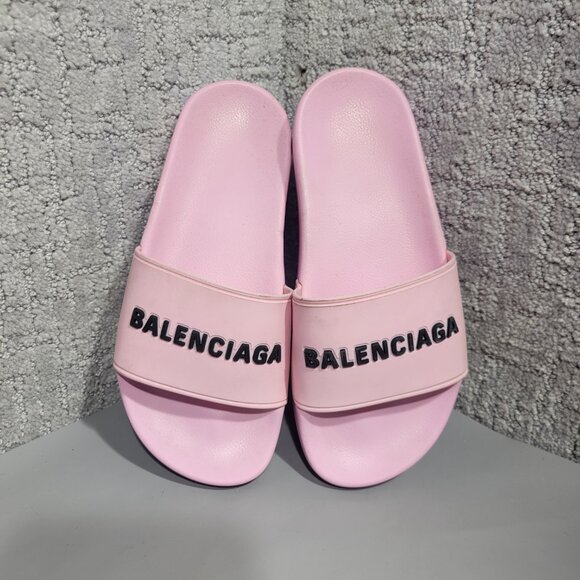 Balenciaga Pool Women’s Size 6 US Pink Piscine Logo Rubber Slide Sandals - Picture 4 of 5